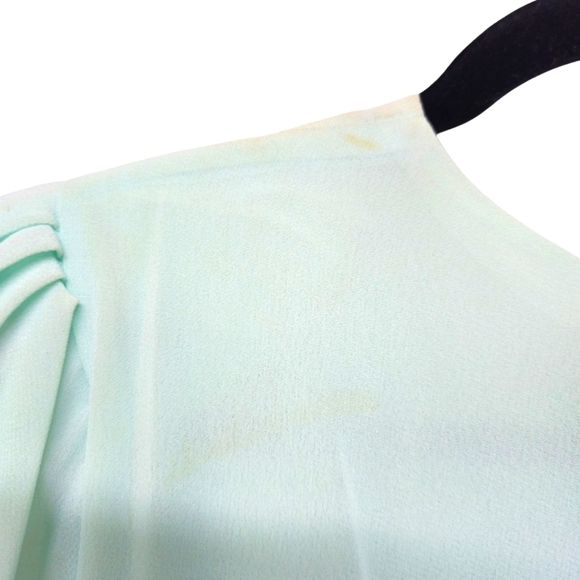 Ursula of Switzerland VTG 80s 90s drop waist crepe dress, light aqua, LS - Picture 7 of 15